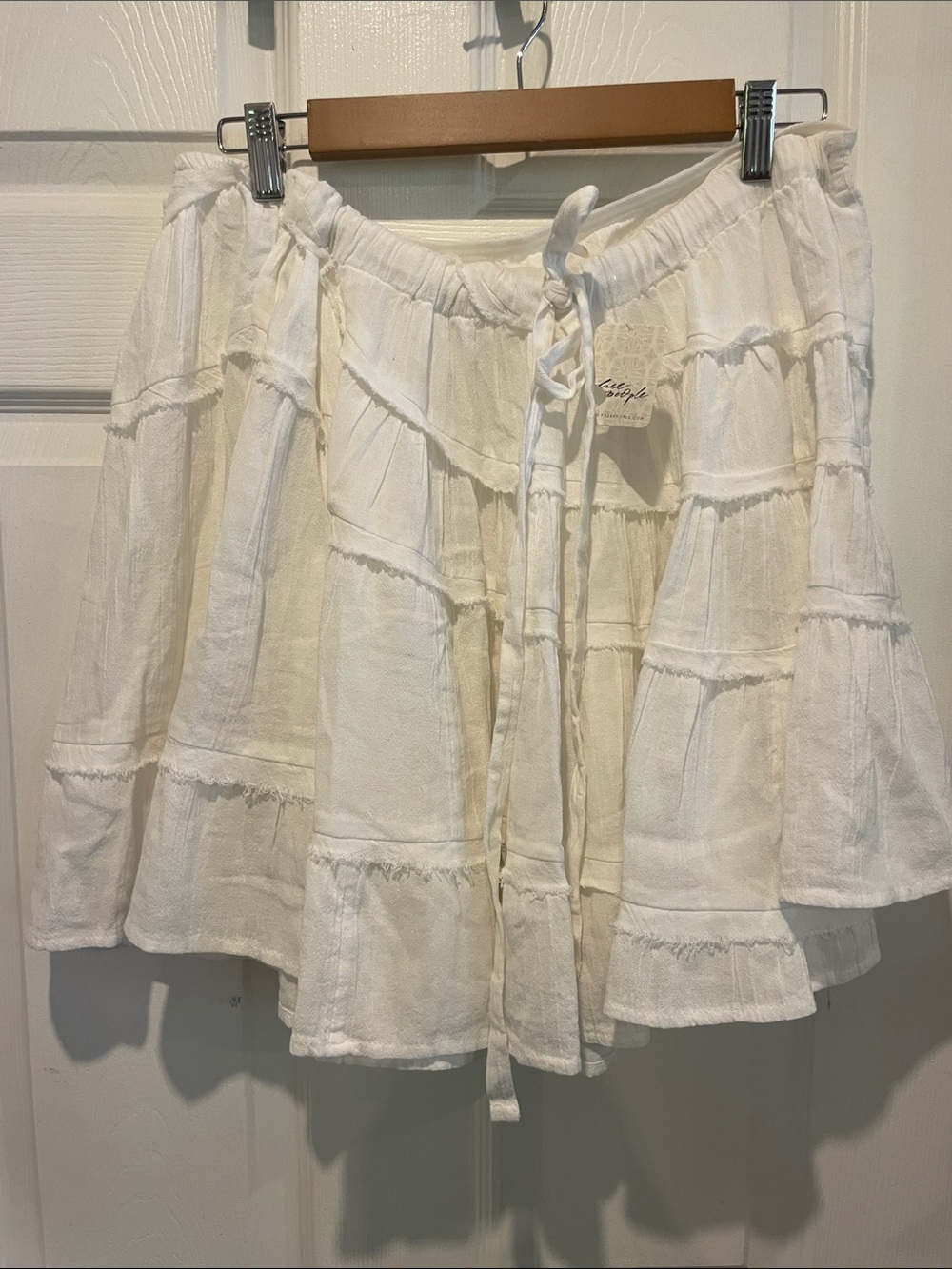 Free People Ivory Tiered Ruffle Skirt